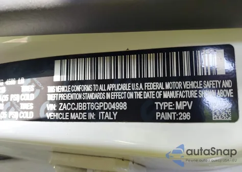 2016 Jeep Renegade Latitude z USA, uszkodzony, nr VIN ZACCJBBT6GPD04998